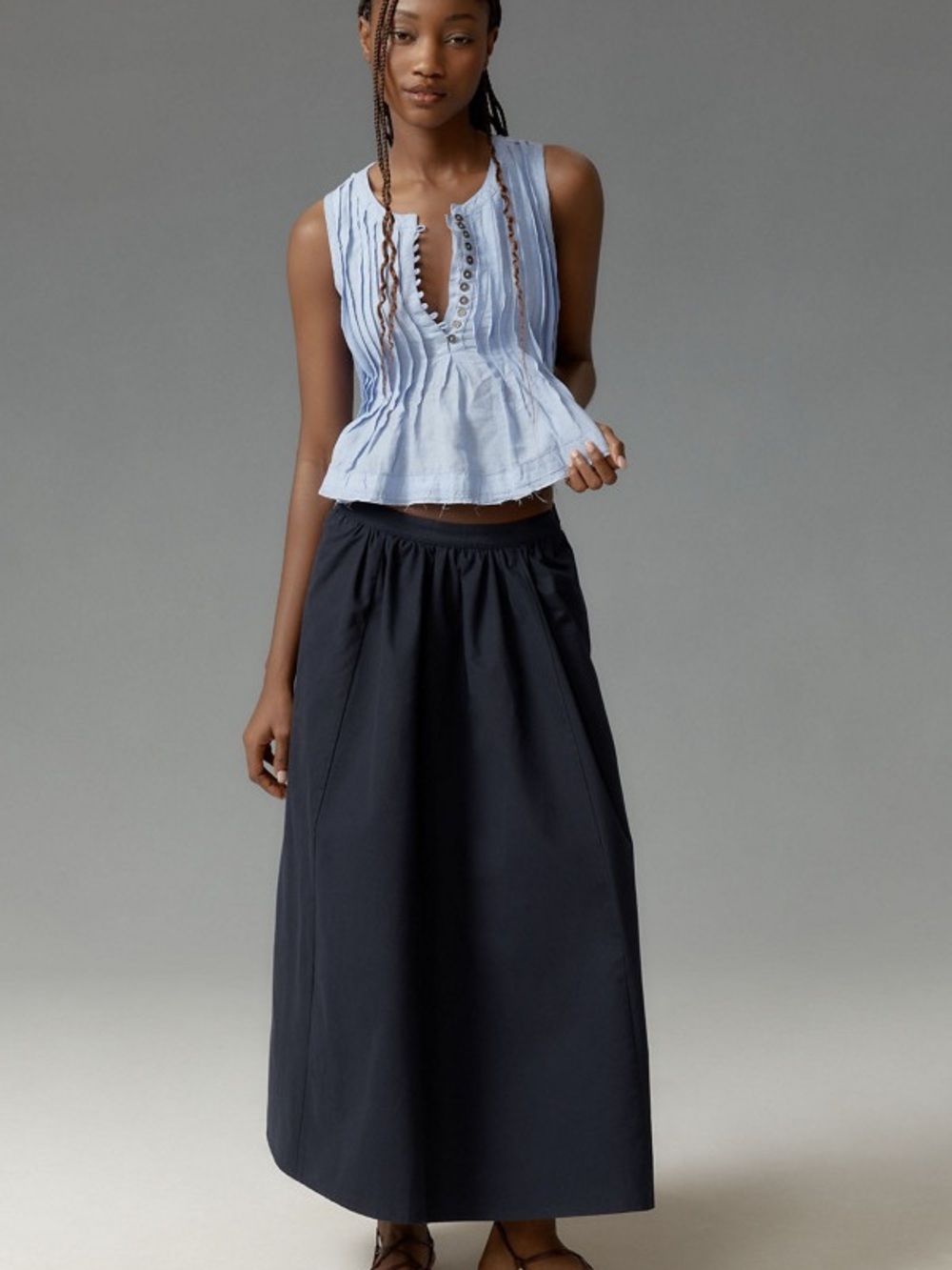NWT Size XL - Anthropologie 100% Linen Pleated Top (NWT US$ 108) - Picture 3 of 15